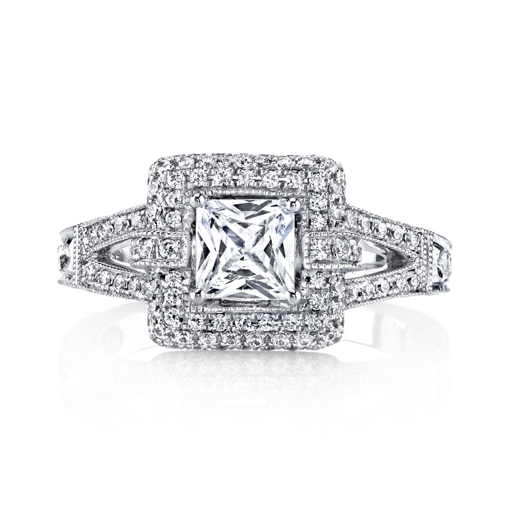 18K White Gold Halo Diamond Engagement Ring 18RGL00201DCZ