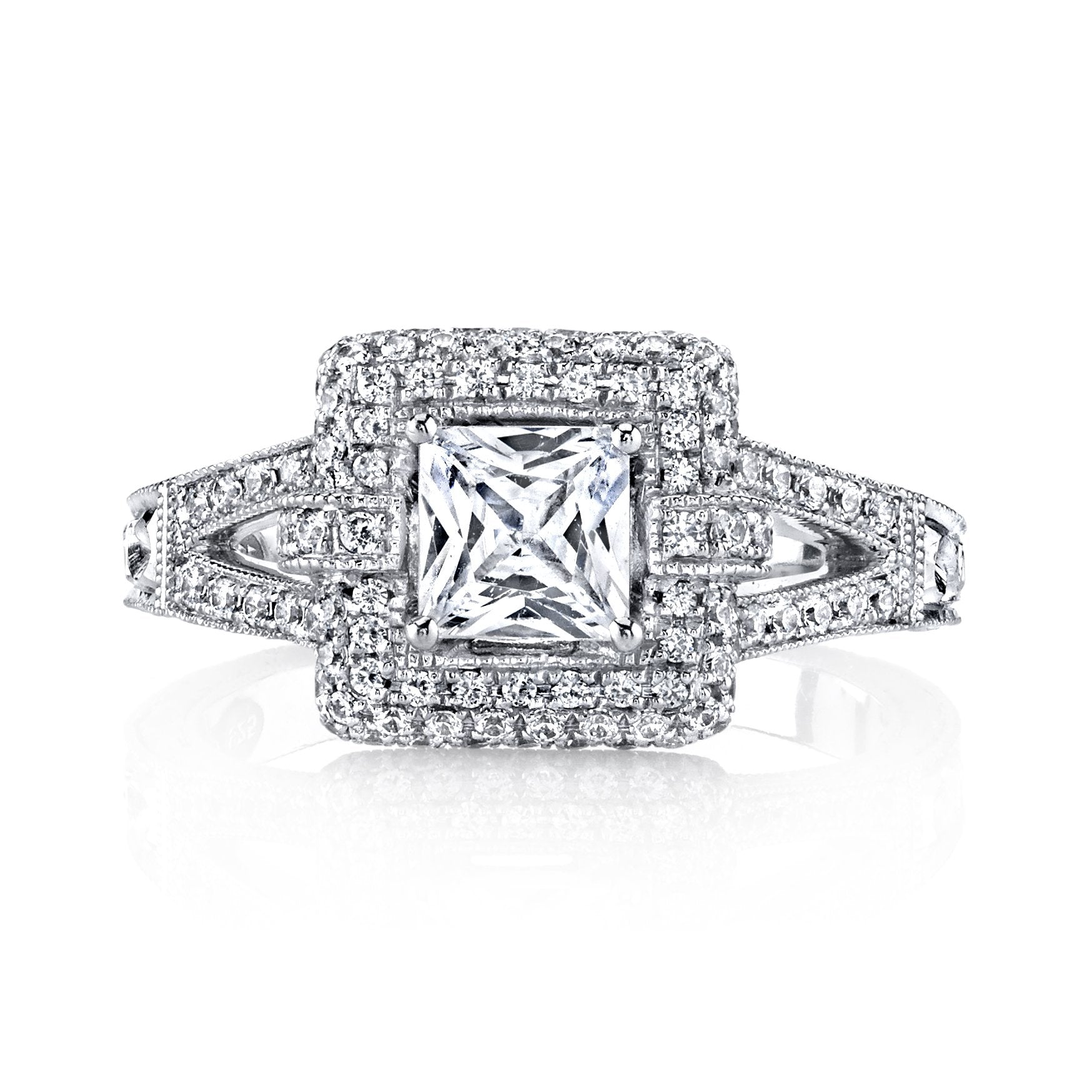 18K White Gold Halo Diamond Engagement Ring 18RGL00201DCZ