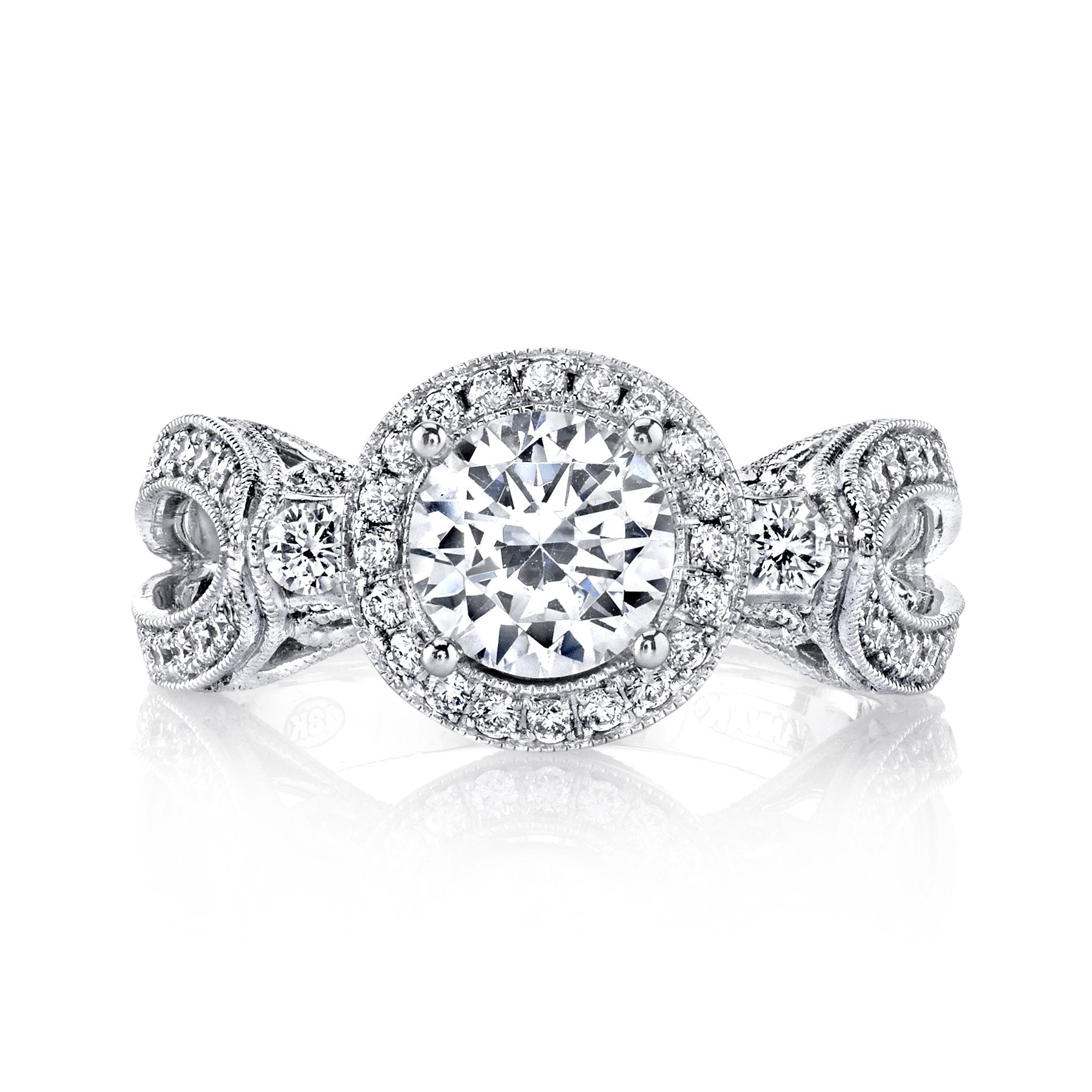 18K White Gold Halo Diamond Engagement Ring
