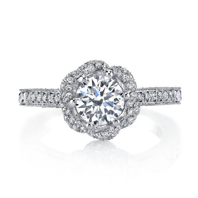 18K White Gold Halo Diamond Engagement Ring