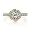 18K YELLOW GOLD HALO DIAMOND ENGAGEMENT RING