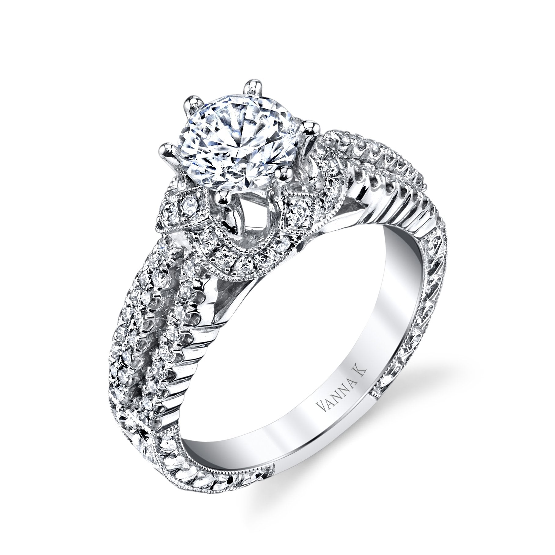 18K White Gold Halo Diamond Engagement Ring