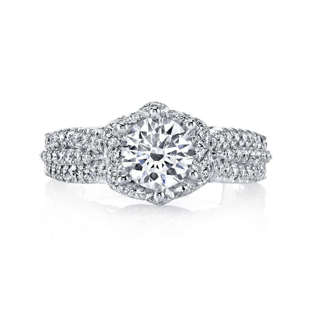 18K White Gold Halo Diamond Engagement Ring