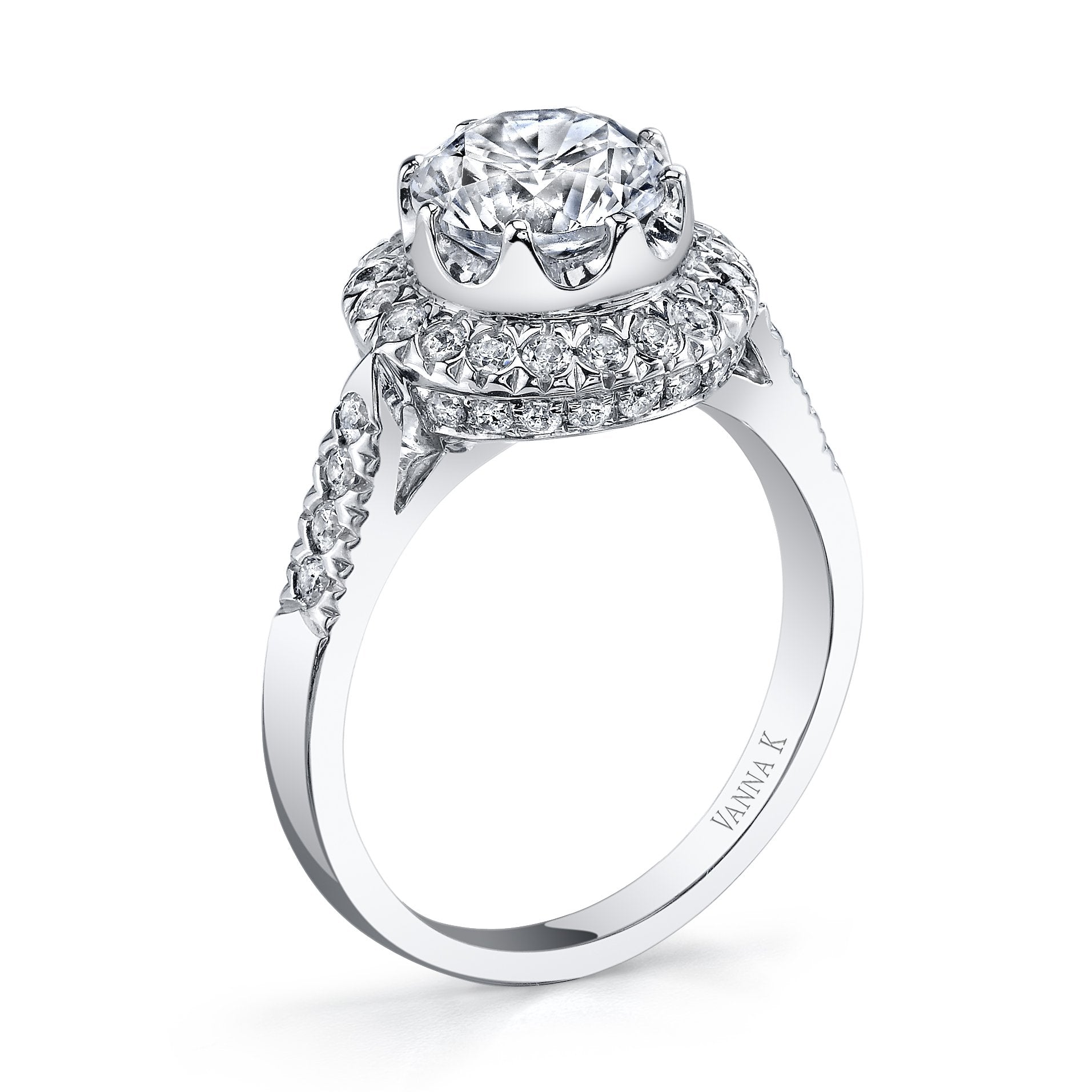 18K White Gold Halo Diamond Engagement Ring