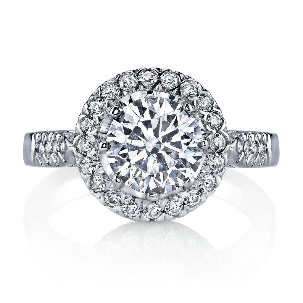 18K White Gold Halo Diamond Engagement Ring
