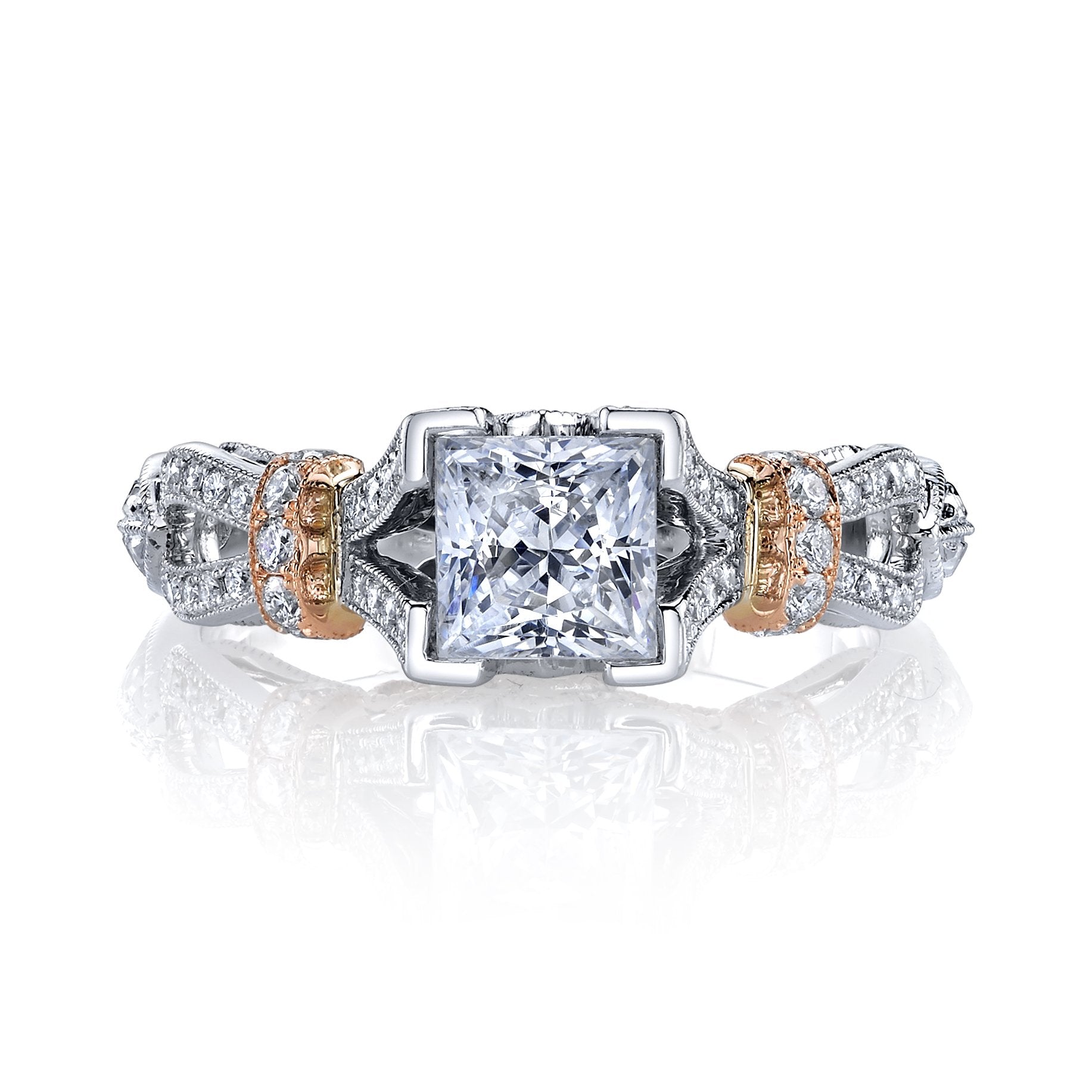 18K Two Tone Diamond Engagement Ring