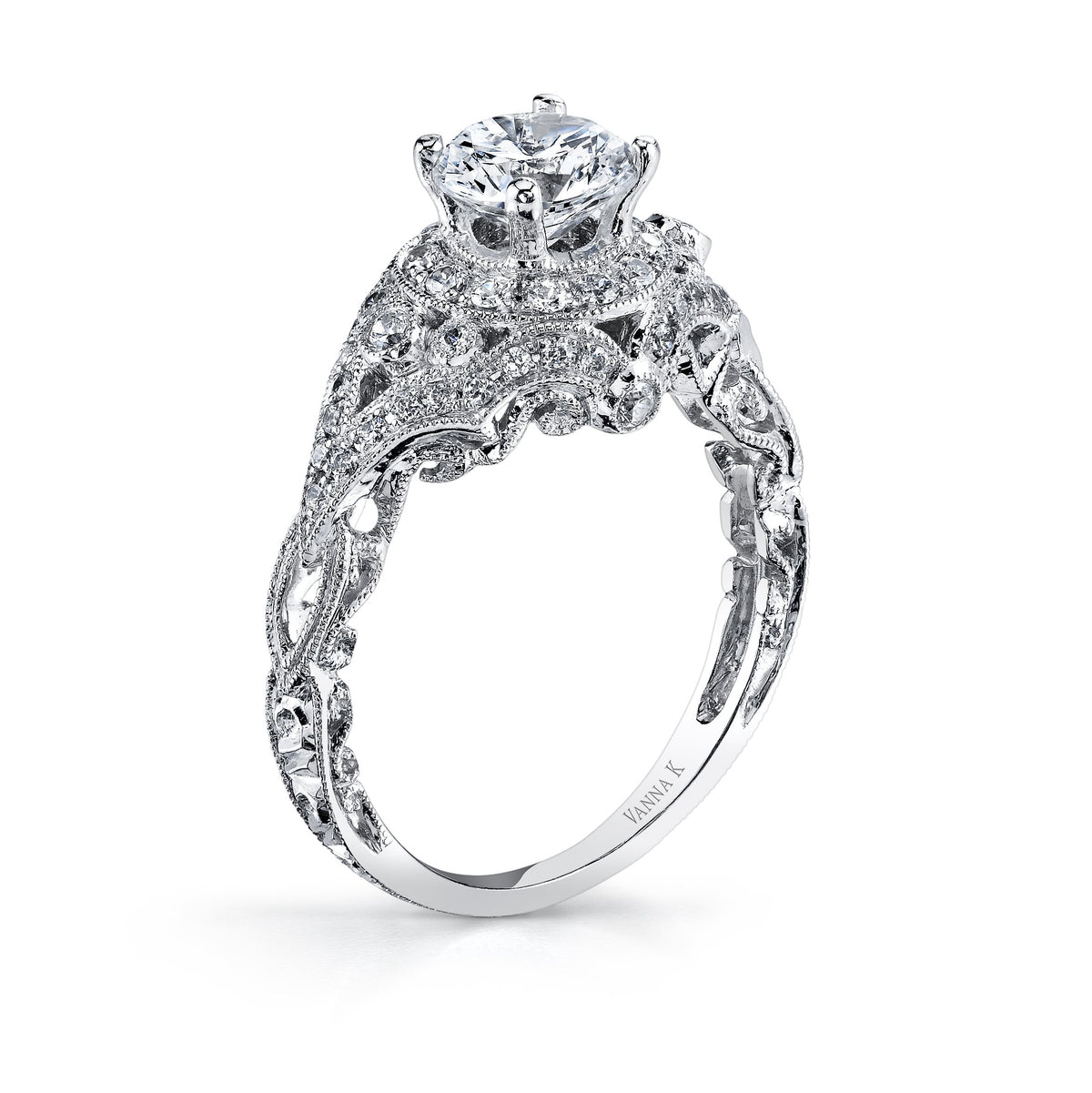 18K White Gold Halo Diamond Engagement Ring