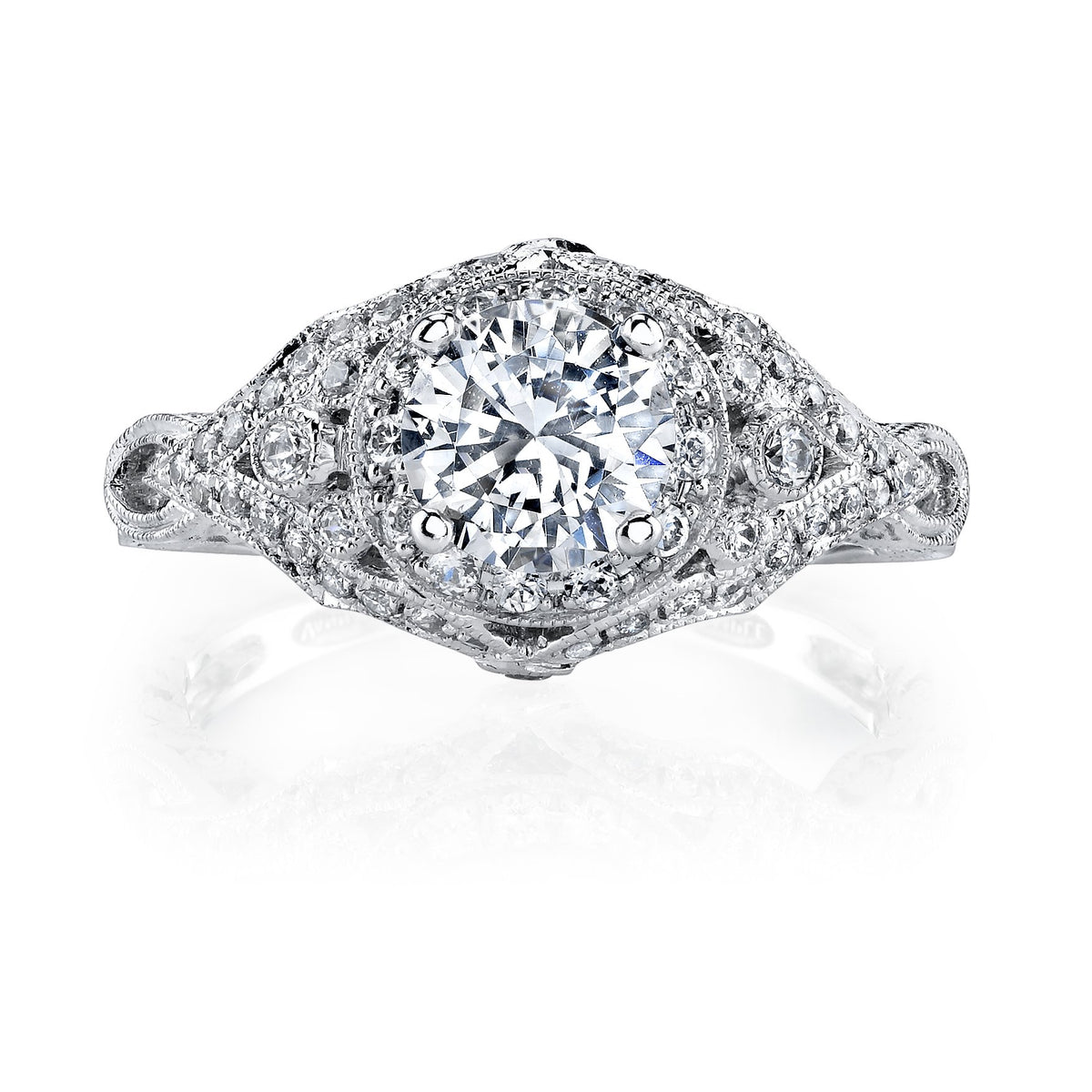 18K White Gold Halo Diamond Engagement Ring