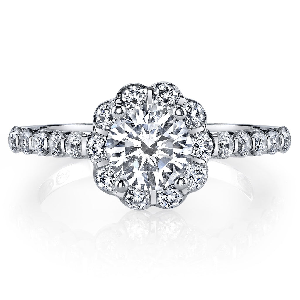 18K White Gold Halo Diamond Engagement Ring