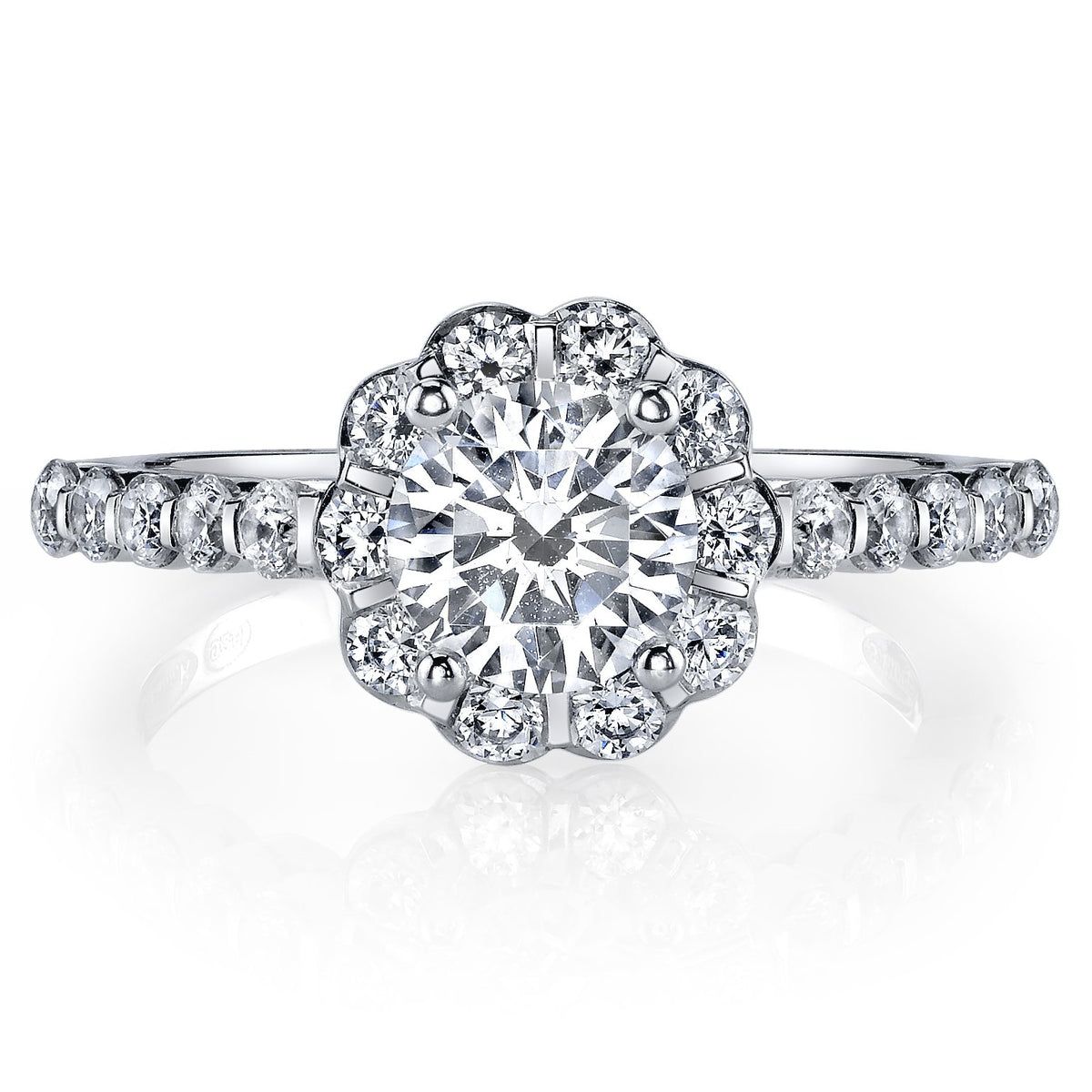 18K White Gold Halo Diamond Engagement Ring