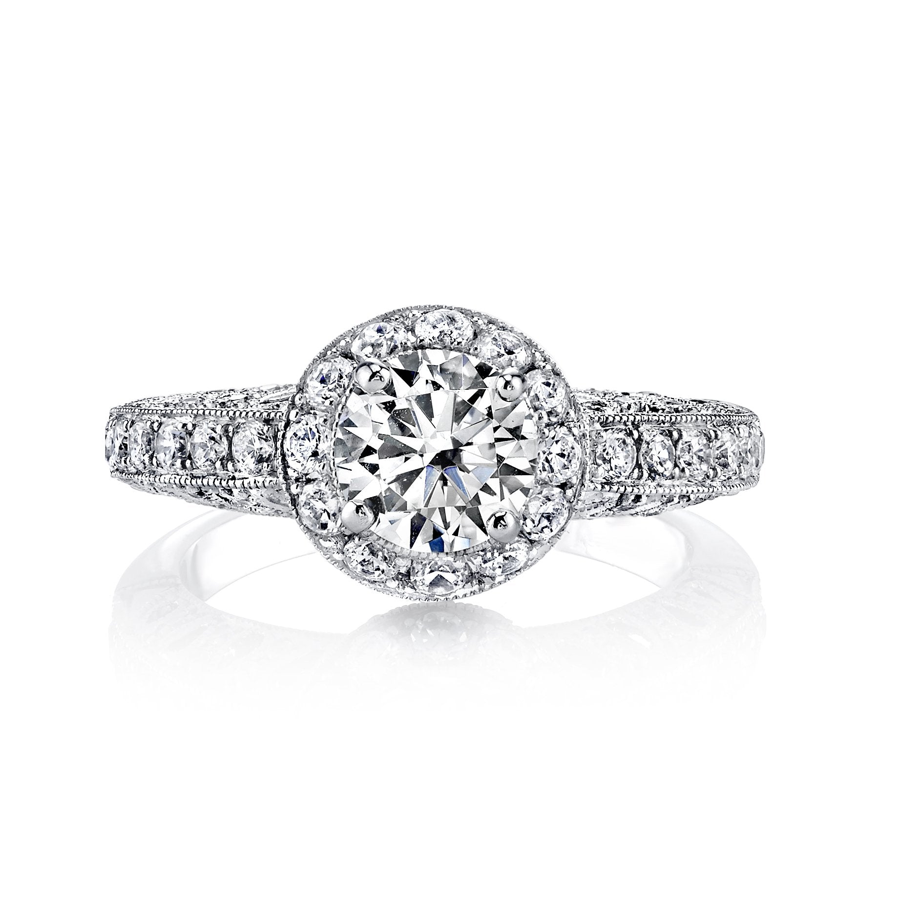 18K White Gold Halo Diamond Engagement Ring