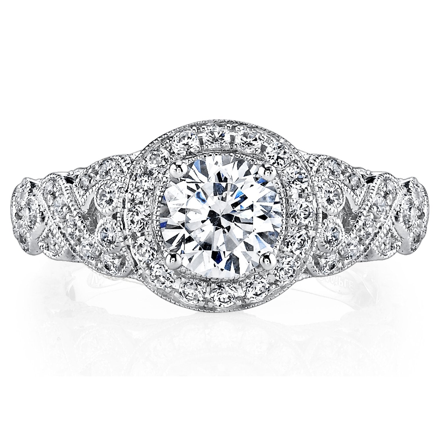 18K White Gold Halo Diamond Engagement Ring