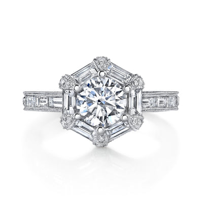 18K White Gold Halo Diamond Engagement Ring