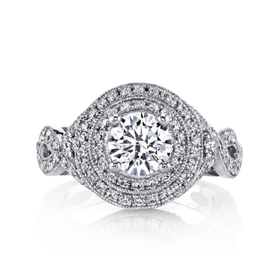 18K White Gold Double Halo Diamond Engagement Ring