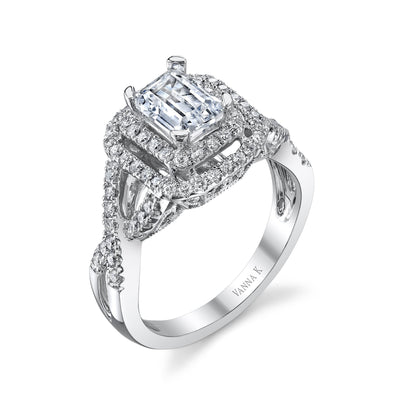 18K White Gold Halo Diamond Engagement Ring