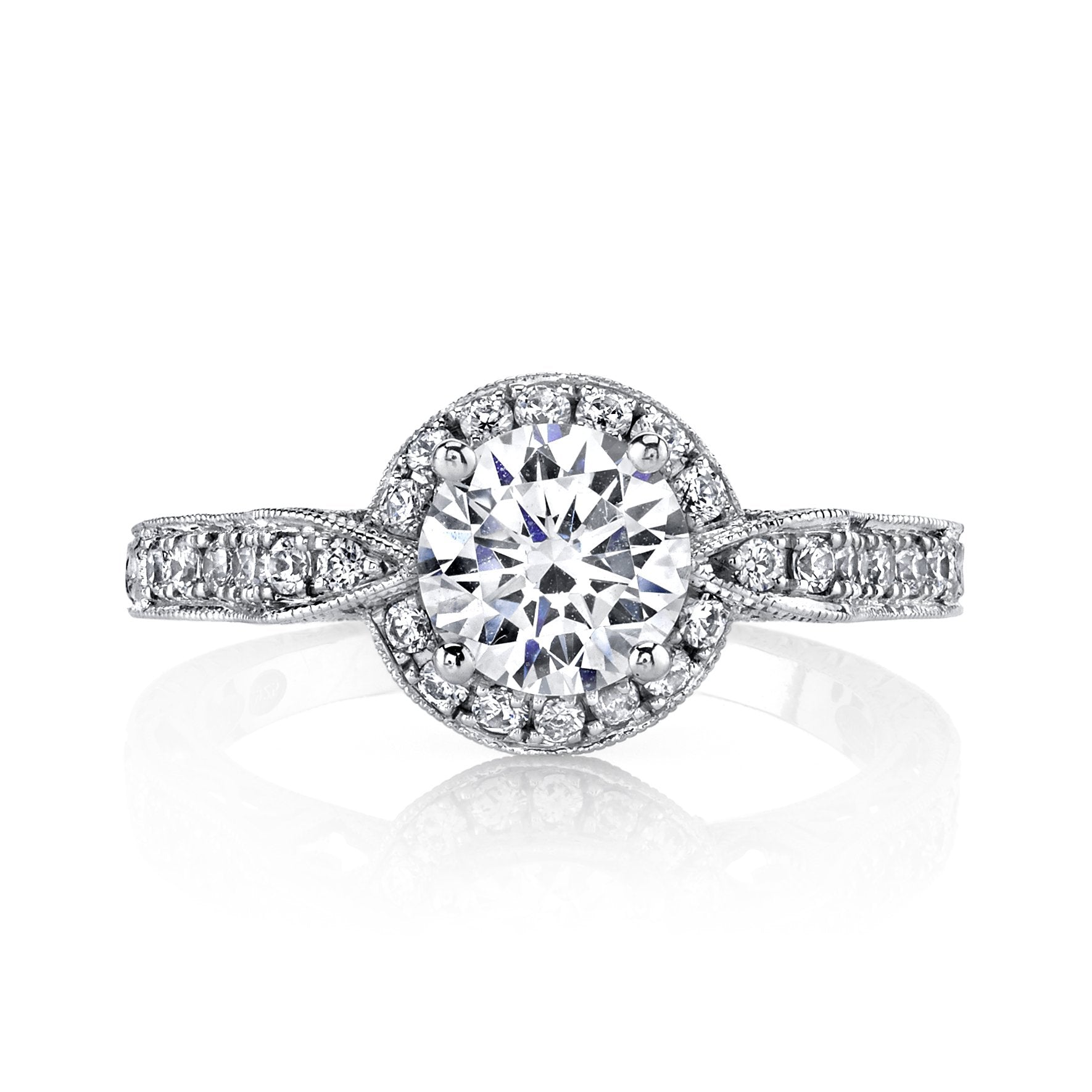 18K White Gold Halo Diamond Engagement Ring