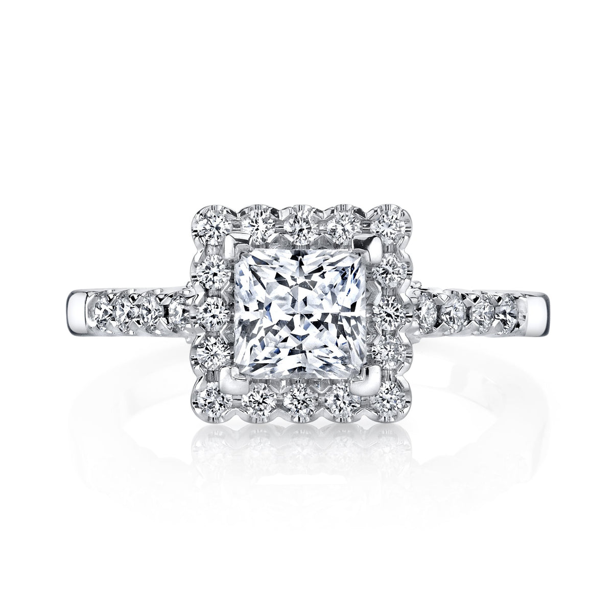 18K White Gold Halo Diamond Engagement Ring
