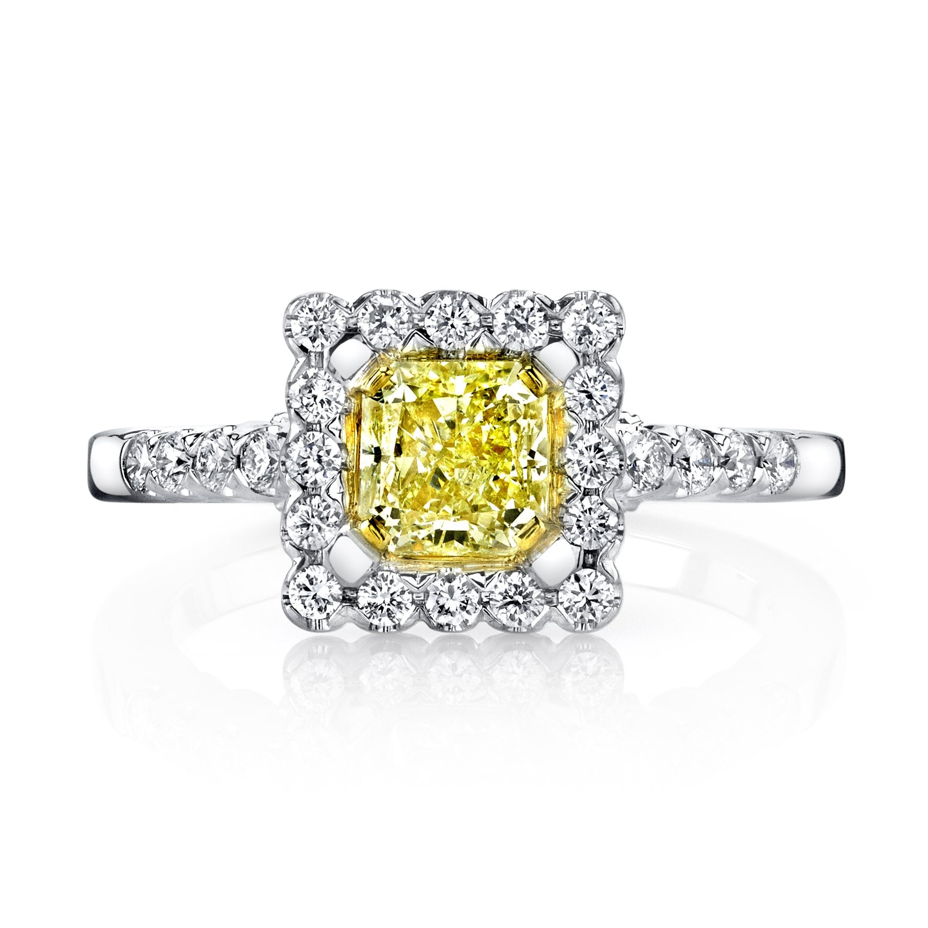 18K YELLOW DIAMOND HALO ENGAGEMENT RING