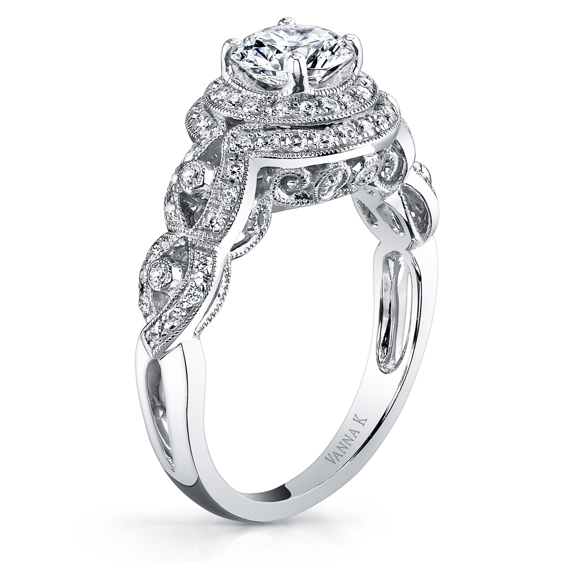 18K White Gold Double Halo Diamond Engagement Ring