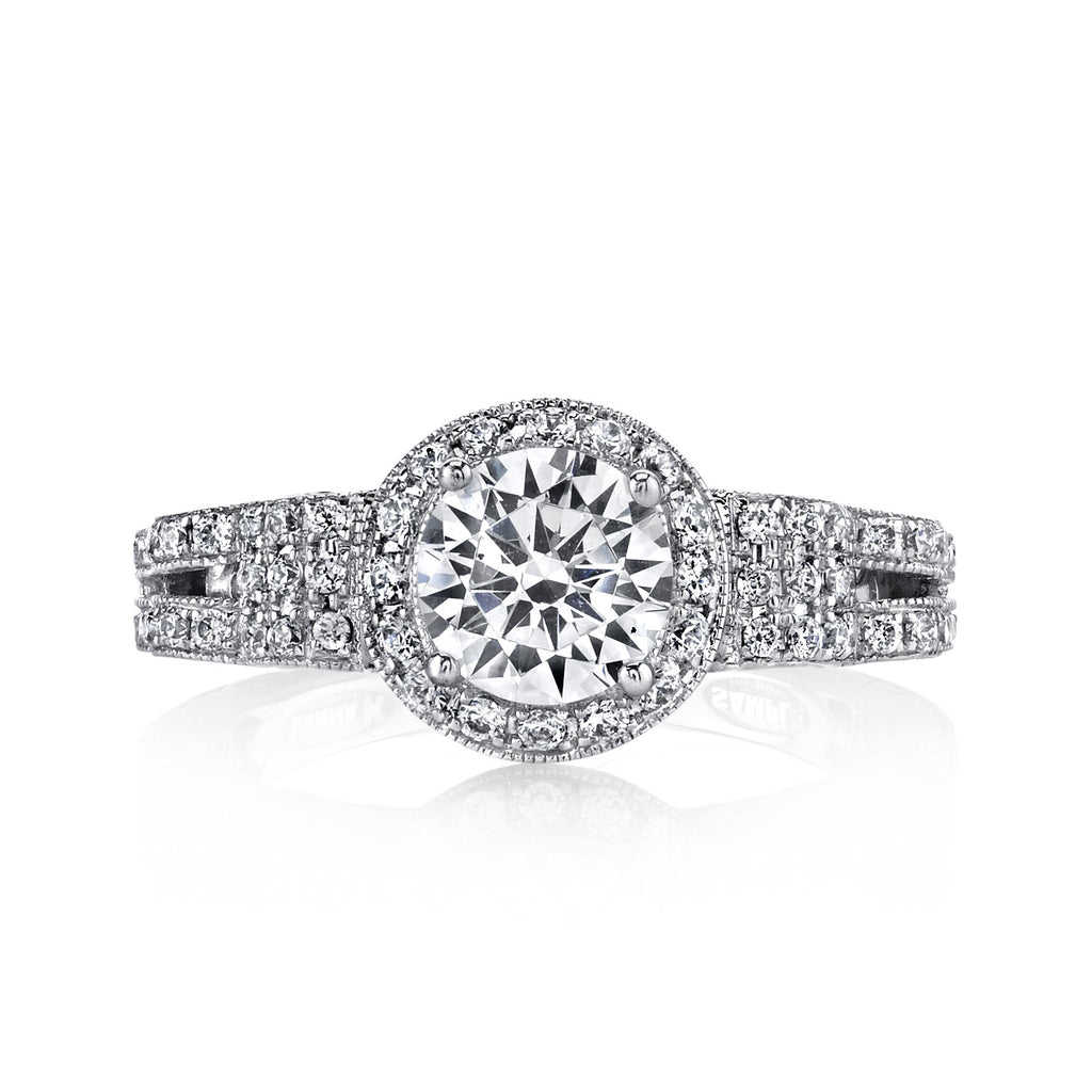 Hand Engraved Halo Diamond Pave Set Solea Ring Style 18RGL740DCZ