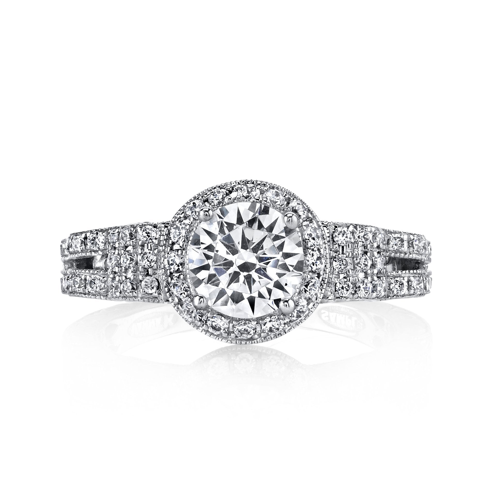 Hand Engraved Halo Diamond Pave Set Solea Ring Style 18RGL740DCZ