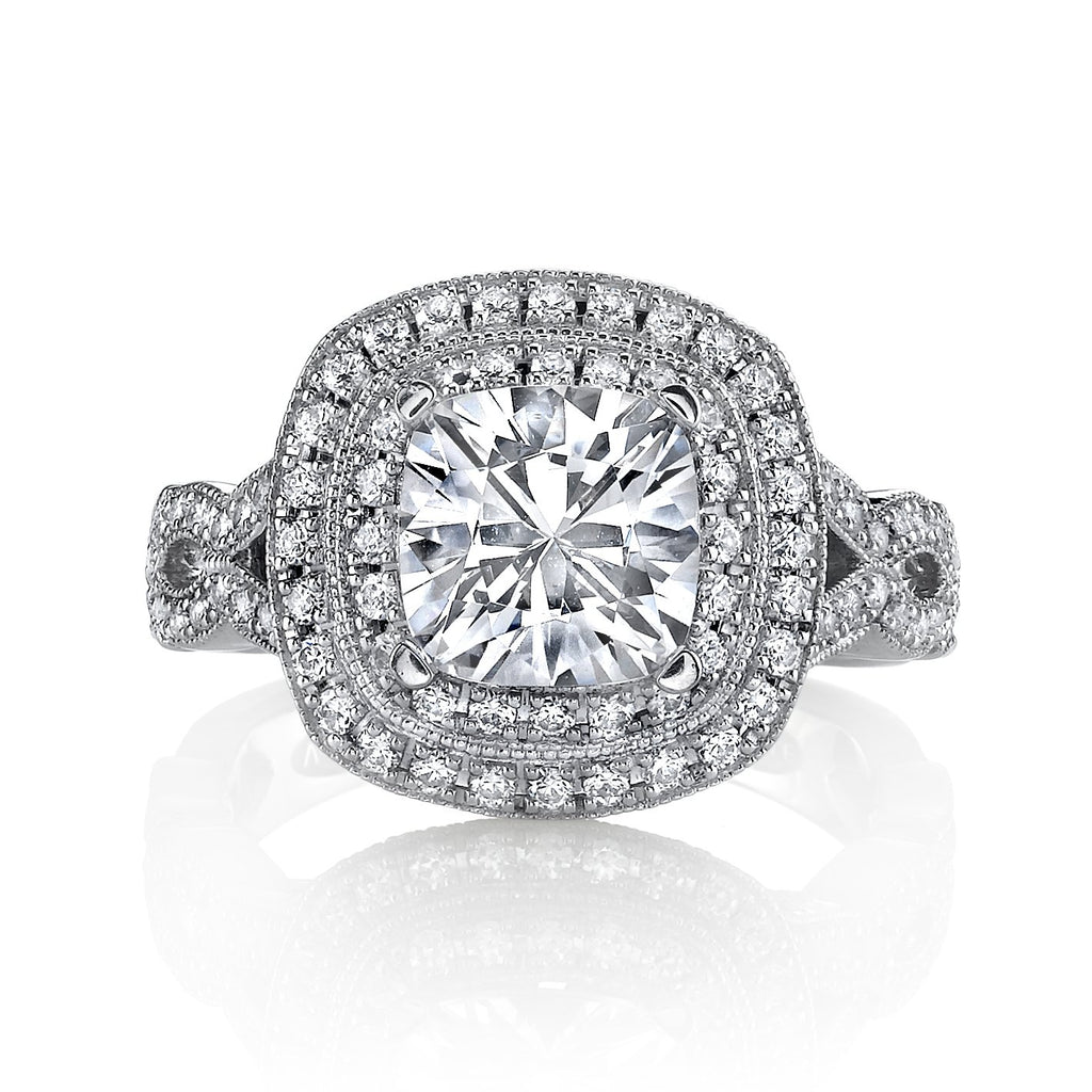18K White Gold Double Halo Diamond Engagement Ring