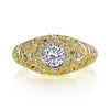 18K YELLOW GOLD HALO DIAMOND ENGAGEMENT RING