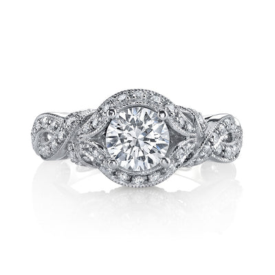 18K White Gold Halo Diamond Engagement Ring