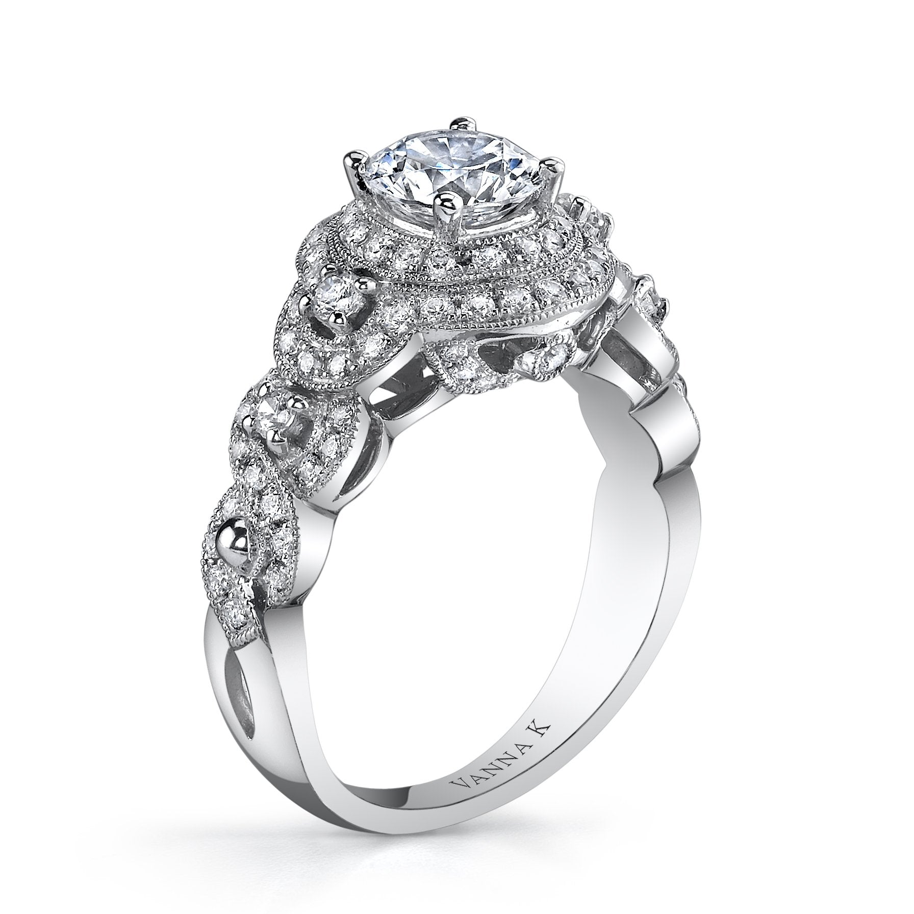 18K White Gold Halo Diamond Engagement Ring