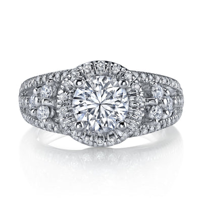 18K White Gold Halo Diamond Engagement Ring