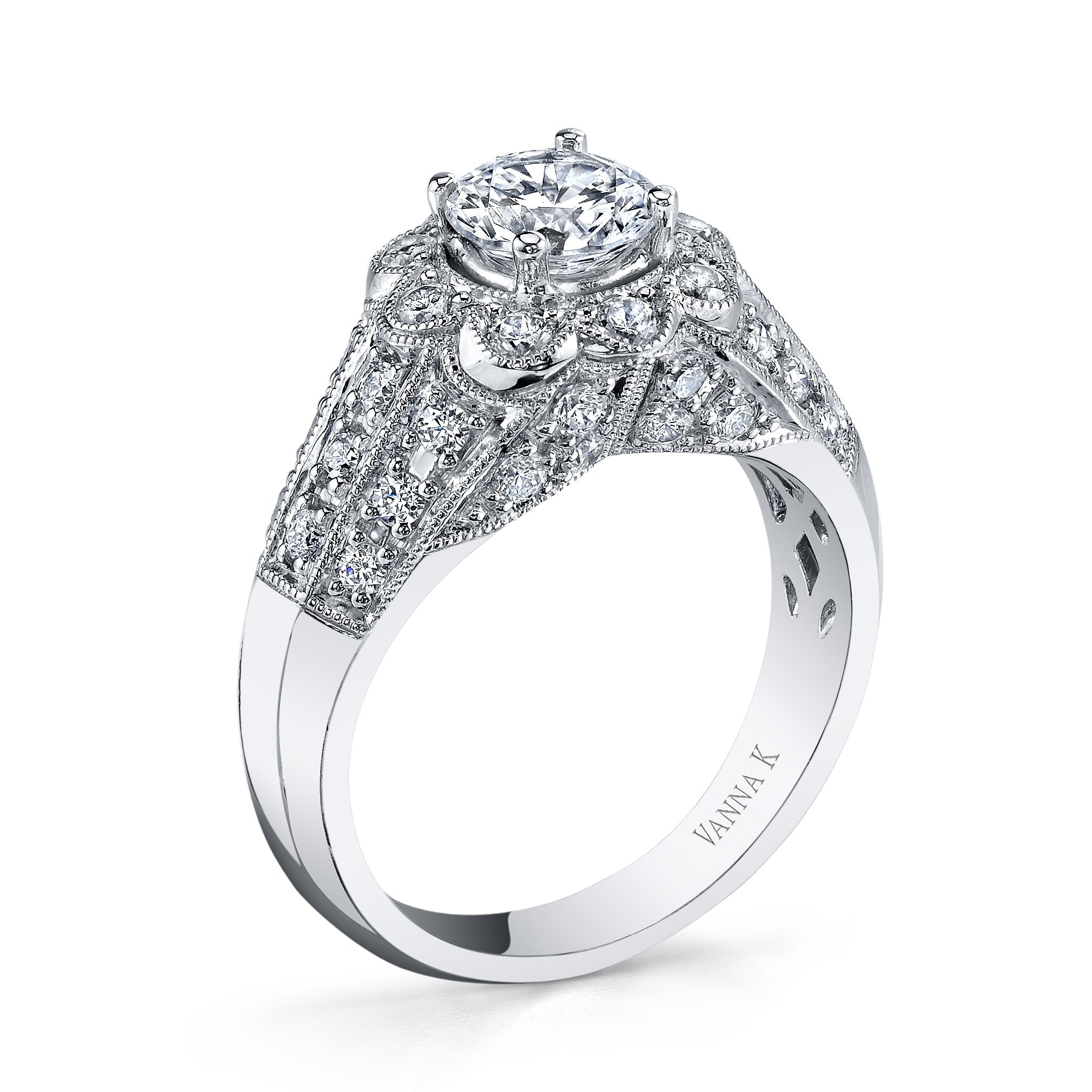 18K White Gold Halo Diamond Engagement Ring