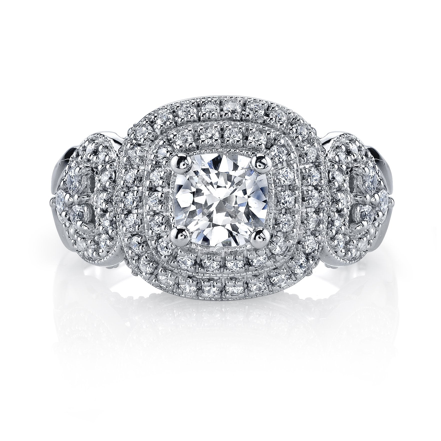 18K White Gold Double Halo Diamond Engagement Ring