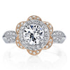 18K Two Tone Halo Diamond Engagement Ring