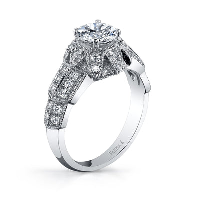 18K White Gold Halo Diamond Engagement Ring