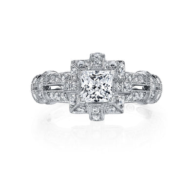 18K White Gold Halo Diamond Engagement Ring