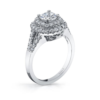 18K White Gold Halo Diamond Engagement Ring