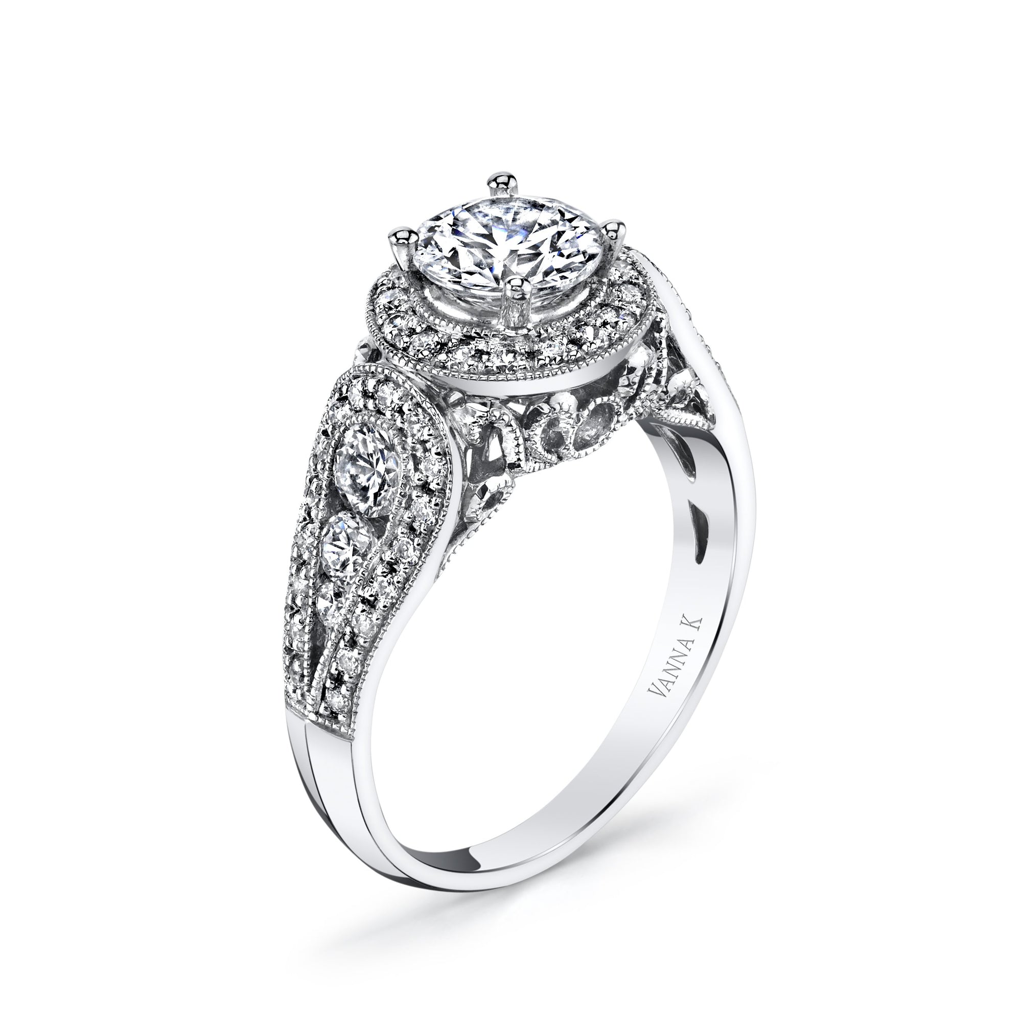 18K White Gold Halo Diamond Engagement Ring