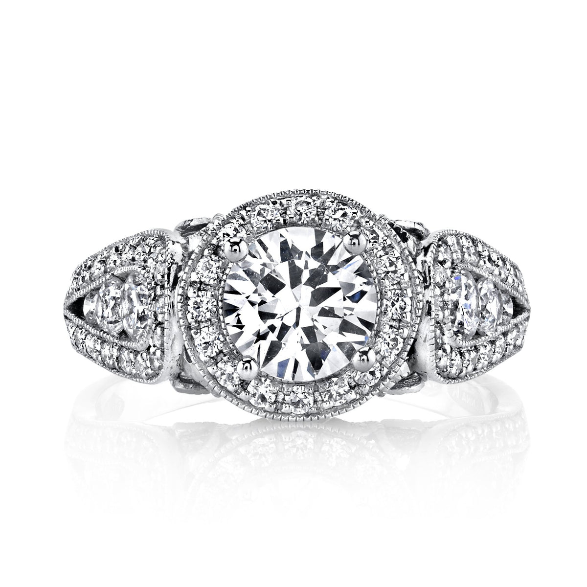 18K White Gold Halo Diamond Engagement Ring