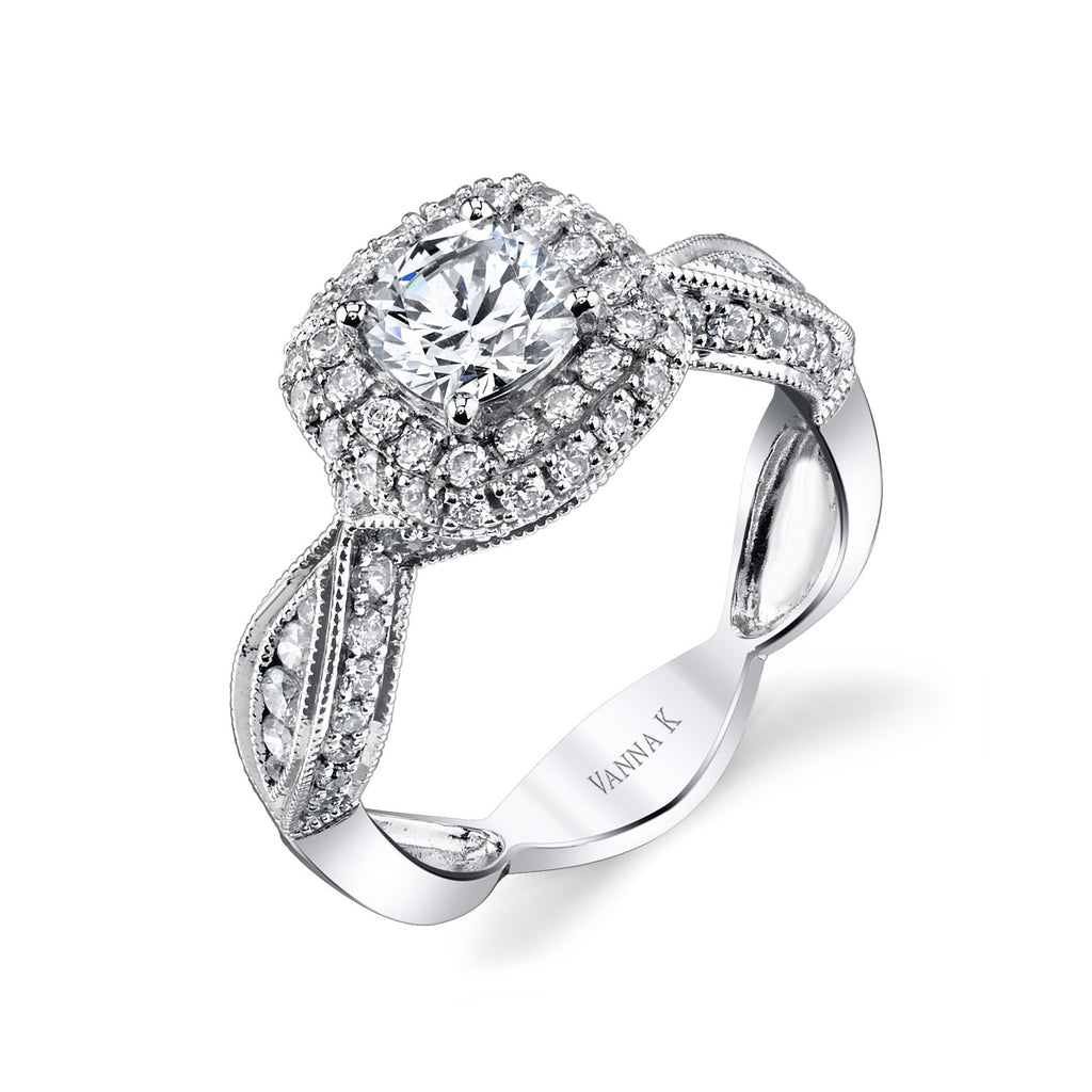 18K White Gold Halo Diamond Engagement Ring
