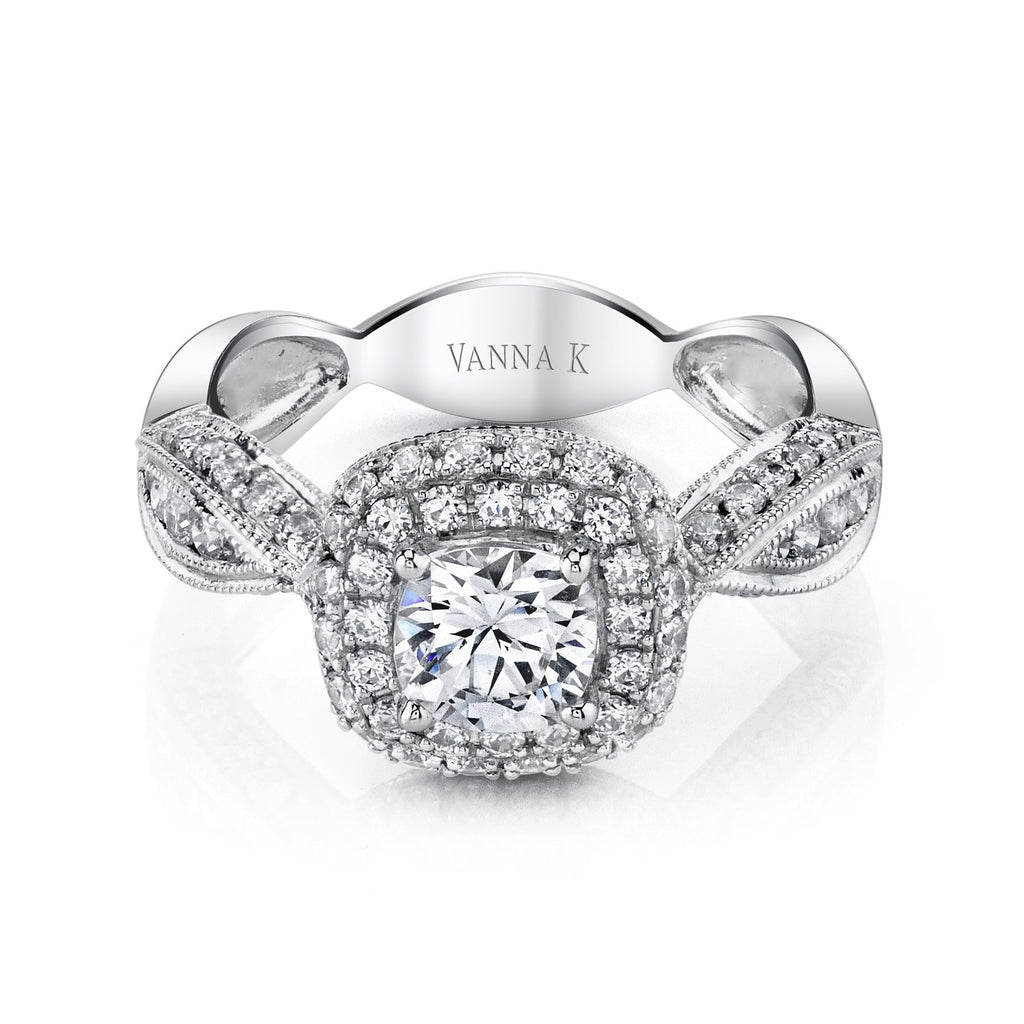 18K White Gold Halo Diamond Engagement Ring