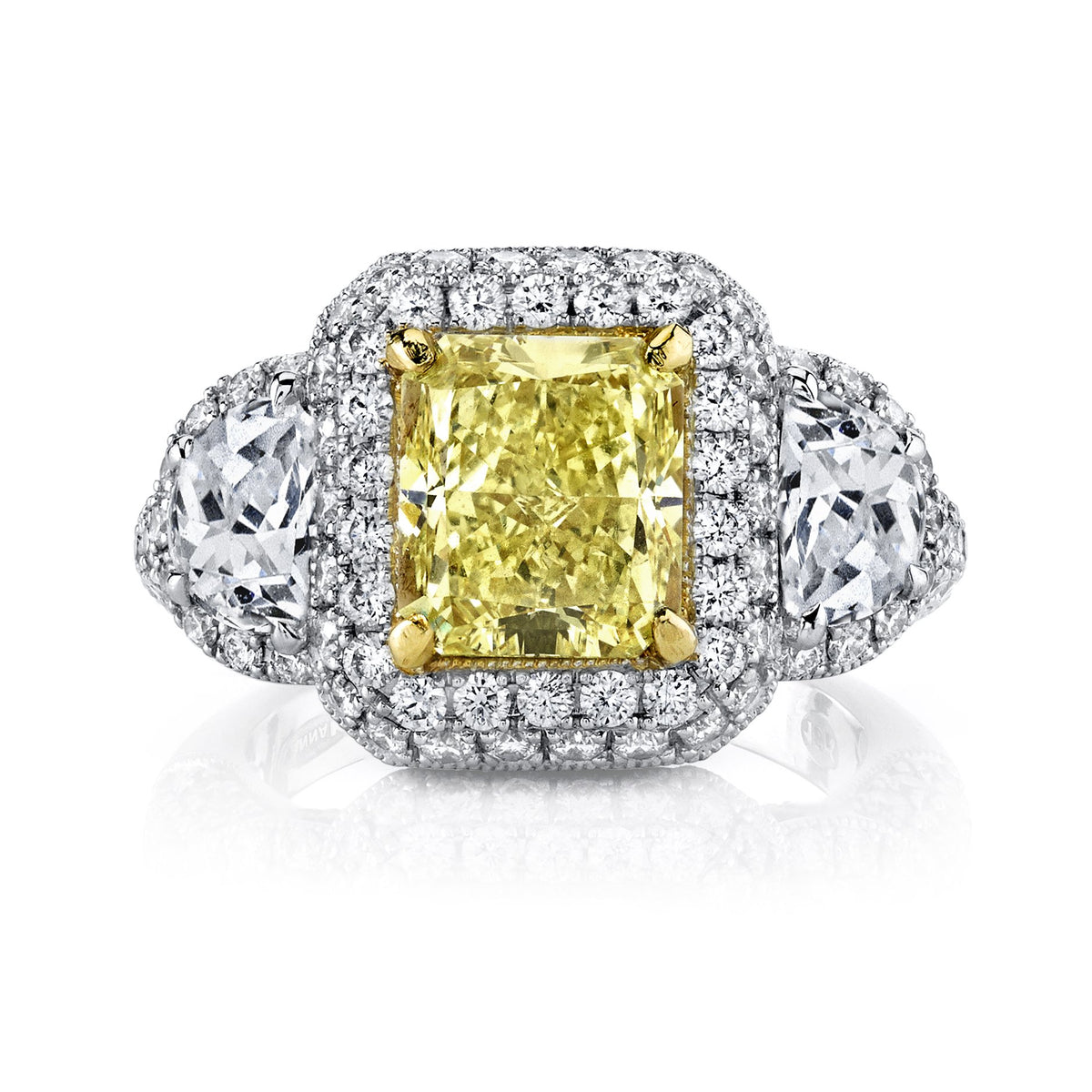 18K YELLOW DIAMOND HALO ENGAGEMENT RING
