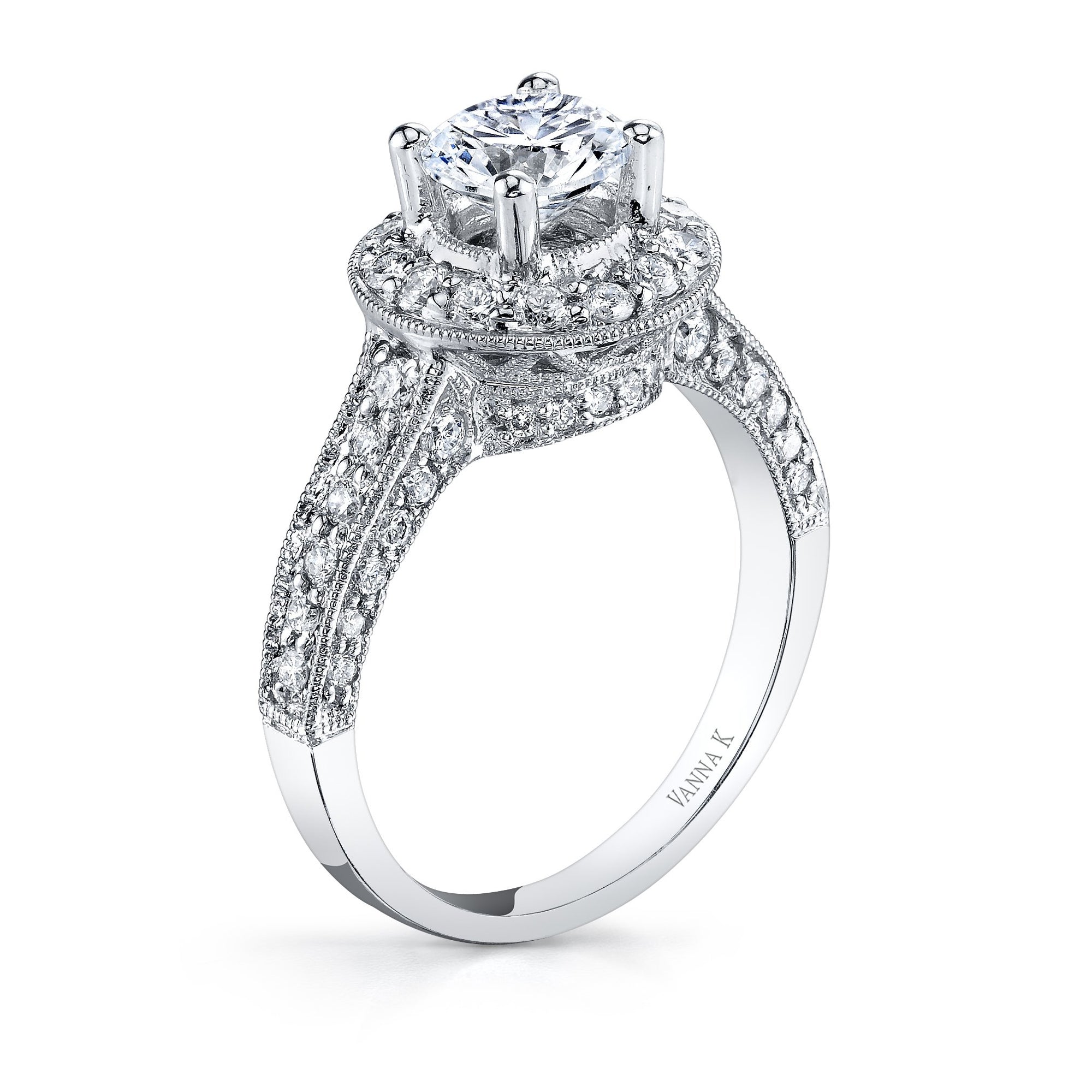 18K White Gold Halo Diamond Engagement Ring