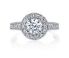 18K White Gold Halo Diamond Engagement Ring