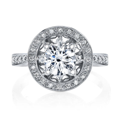 18K White Gold Halo Diamond Engagement Ring