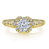 18K YELLOW GOLD HALO DIAMOND ENGAGEMENT RING