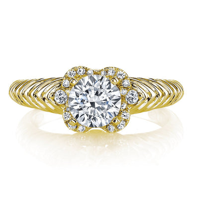 18K YELLOW GOLD HALO DIAMOND ENGAGEMENT RING