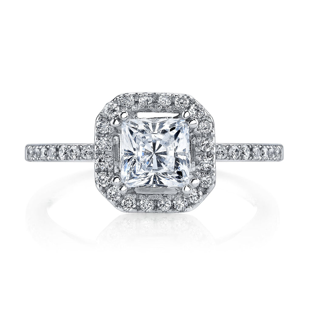 18K White Gold Halo Diamond Engagement Ring
