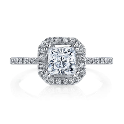 18K White Gold Halo Diamond Engagement Ring