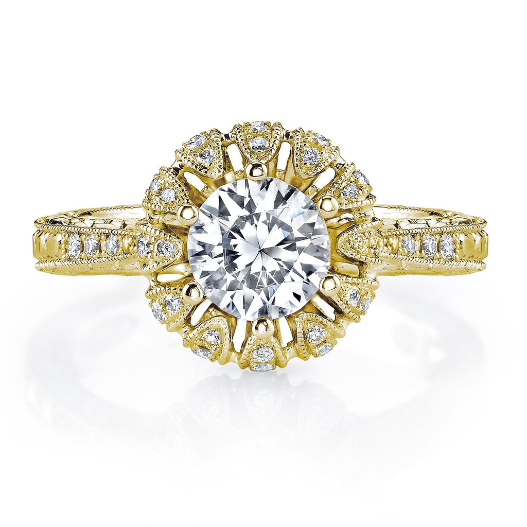 18K YELLOW GOLD SIGNATURE CROWN DIAMOND ENGAGEMENT RING