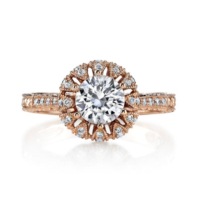 18K Rose Gold Signature Crown Diamond Engagement Ring